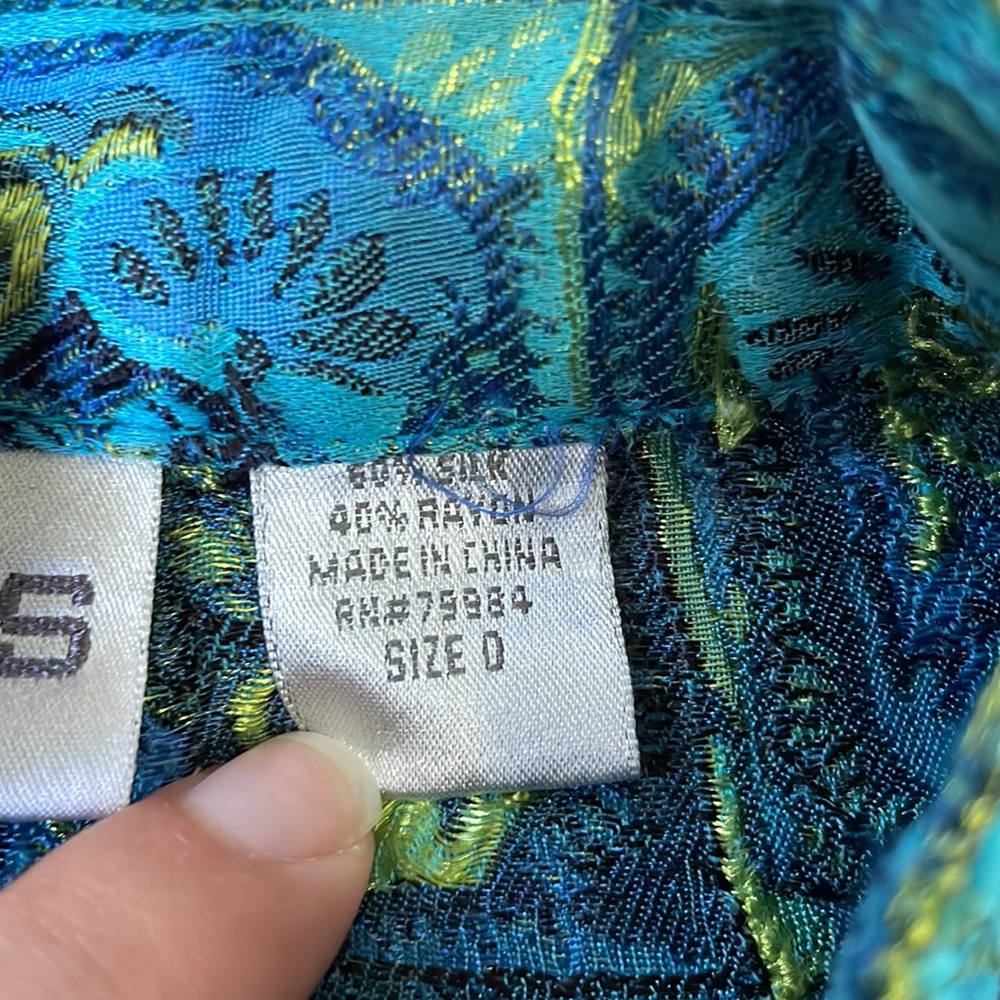 Chico’s Silk Turquoise Patterned Jacket - image 5